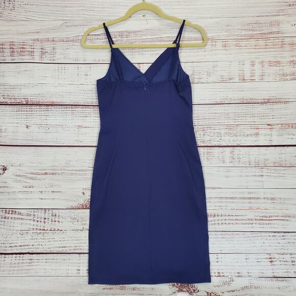 She + Sky Navy Babydoll Sundress Size M Button Accent Zip Back Slit Front NWT - Picture 2 of 12